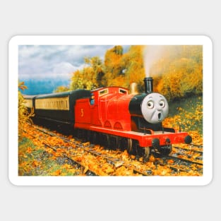 Autumn Postcard of James the Red Engine Sticker